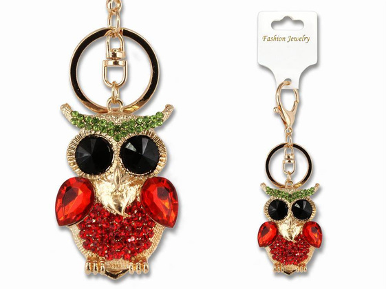 Przywieszka do torebki/Breloczek do kluczy - sowa czerwona