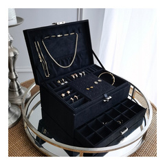 Szkatułka na biżuterię kuferek etui organizer czerń PD119CZ