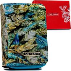 Portfel damski ze skóry naturalnej w piórka