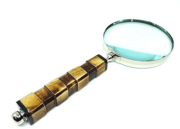 Lupa w oprawie mosiężnej, kościana rączka NC1099A