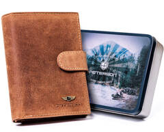 Skorzany portfel z zapinka na zatrzask