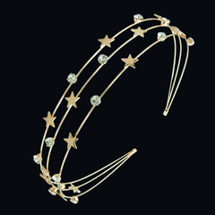 Opaska do włosów zdobiona multi gwiazdki złota O529