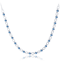 MINET Elegancka srebrna  Naszyjnik z niebieskimi cyrkoniami