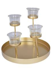 Świecznik metalowy złoty na cztery świeczki