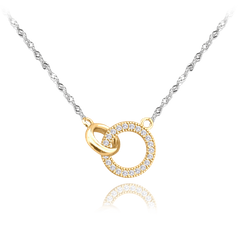 MINET Pozłacany naszyjnik srebrny KRĄG z białymi cyrkoniami