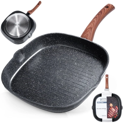 Patelnia do grillowania granitowa kwadratowa BLACK&WOOD 28x28 cm