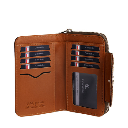 Damski portfel skórzany Canaletto – brązowy croco z RFID | Elegancja i bezpieczeństwo PD1445s299 RFID
