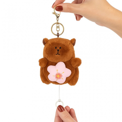 Brelok do kluczy pluszowa puchata Kapibara z obrotowym kwiatkiem, LOSOWY KOLOR BRL385