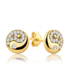 MINET Złote kolczyki kółka z białymi cyrkoniami Au 585/1000 1,40g