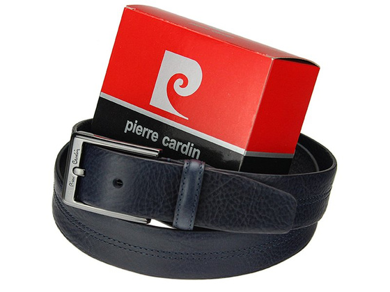 Pasek skórzany męski PIERRE CARDIN AUT 8004 GF Niebieski