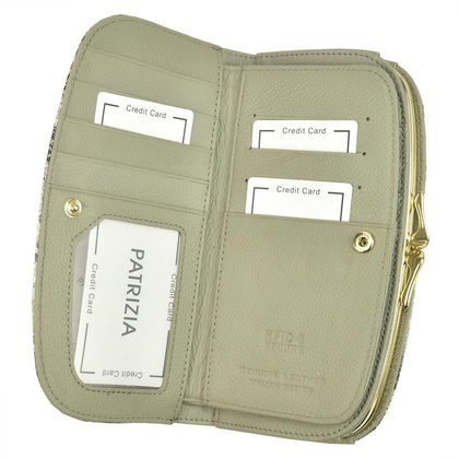 Portfel damski skórzany PELLUCCI SN-123 RFID Popiel / Pomarańczowy