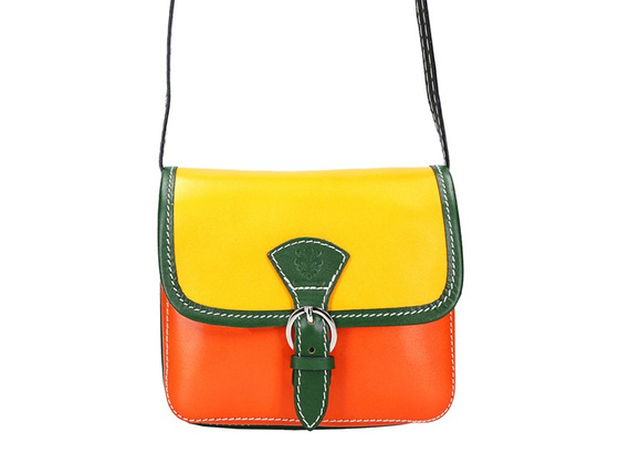 Torebka damska skórzana KEMER 112 pomarańczowy + granat