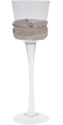 Świecznik na nodze z jutą niski