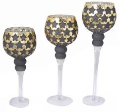 Kpl.3 kielichów czarno-złotych w gwiazdki
