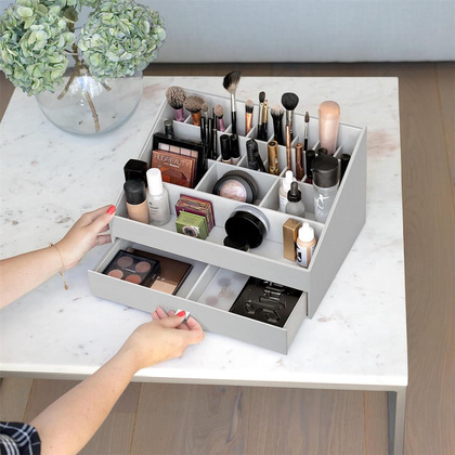 Organizer na kosmetyki Stackers Pebble open supersize kamienna szarość z szufladą