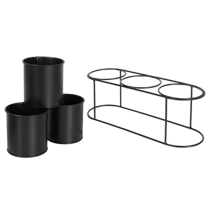 Kwietnik na 3 rośliny metalowy czarny potrójny stojak doniczka osłonka na stojaku loft