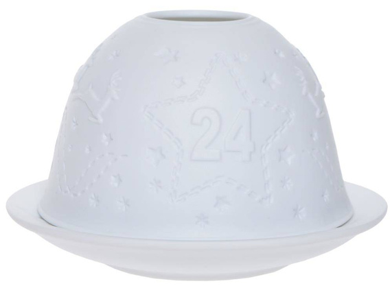 Lampion porcelanowy z reniferami i gwiazdkami