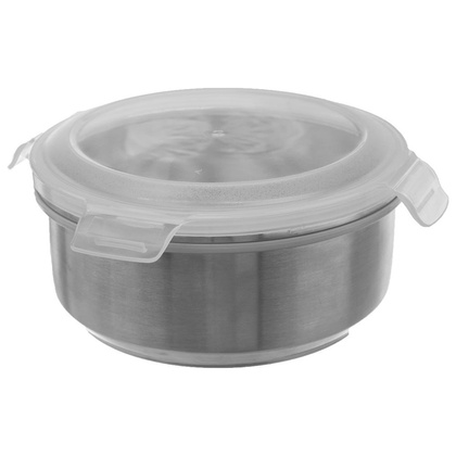 Pojemnik kuchenny okrągły z pokrywką stalowy szczelny 750 ml