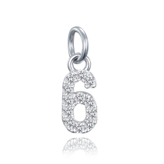 MINET Wisiorek srebrny cyfry "6" z cyrkoniami