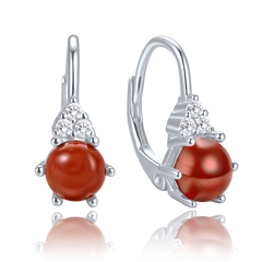 MINET Eleganckie srebrne kolczyki z jaspisem i cyrkoniami