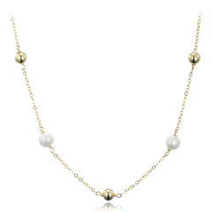 MINET Pozłacany srebrny naszyjnik z kulkami i naturalnymi perłami