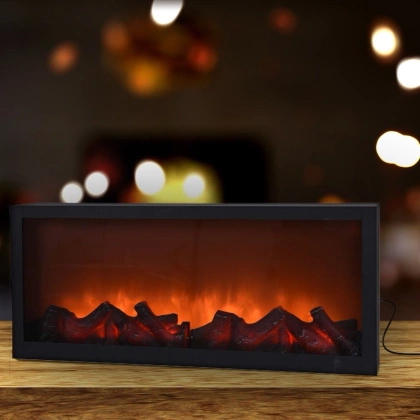 Kominek elektryczny led czarny metalowy 57x25 cm