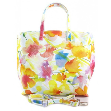 Włoska torba A4 Shopper Bag Vera Pelle Kwiaty SB689K2
