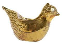 Świecznik szklany ptaszek złoty