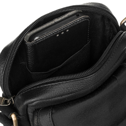 Skorzana listonoszka meska z kieszonkami