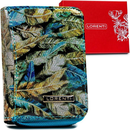 Portfel damski ze skóry naturalnej w piórka