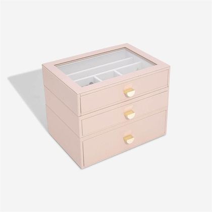 Szkatułka na biżuterię Stackers classic różowa z 3 szufladami