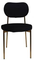 Krzesło welurowe czarne ze złotymi metalowymi nogami