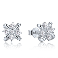 MINET Eleganckie srebrne kolczyki z białymi cyrkoniami