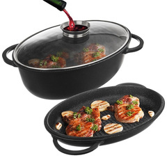 Brytfanna 3w1 granitowa / garnek z pokrywą patelnia grillowa 10 l GRANDE