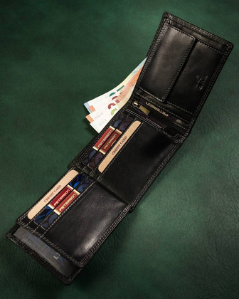 Klasyczny, skórzany portfel męski z systemem rfid