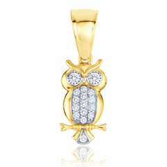 MINET Złoty wisiorek sowa z białymi cyrkoniami Au 585/1000 1,35g