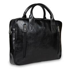 Skórzana torba męska czarna na ramię laptopa 15,6" - Pavone Nero Sorrento 2355 BL