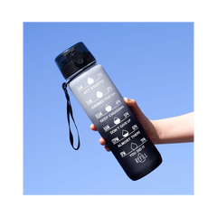 Butelka na wodę, bidon z miarką 1L OMBRE Szary z Czernią BD16