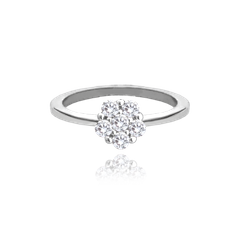 MINET Srebrny pierścionek KWIAT z białymi cyrkoniami wielkość 16