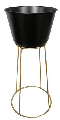 Kwietnik metalowy czarny na złotym stelażu niski