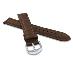 Ciemnobrązowy szyty pasek CROCO - 20