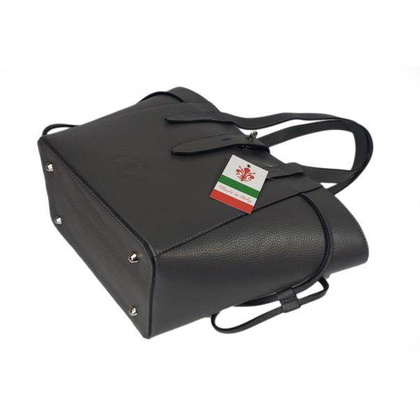 Pakowna włoska torebka skórzana na ramię mieści A4 ,Vera Pelle , Szara  BKL25G