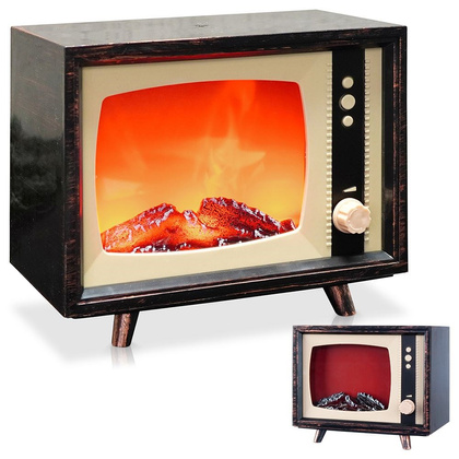 Kominek elektryczny LED ze ściemniaczem telewizor retro 22x13x18 cm