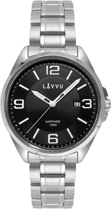 LAVVU Zegarek ze szkłem szafirowym ​ HERNING Black