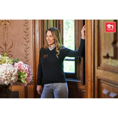 THC MILAN WOMEN. Damski sweter z dekoltem V-neck z bawełny i poliamidu