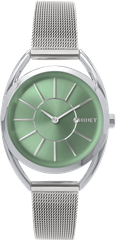 MINET Srebrny zegarek damski ICON GREEN MESH