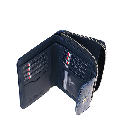 Damski portfel skórzany Canaletto – granatowy lakierowany z RFID | Elegancja i bezpieczeństwo PD1445s286 RFID