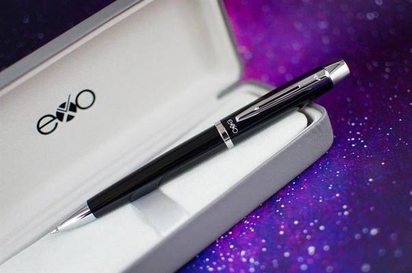 Długopis EXO Aries, czarny, wykończenia chromowane