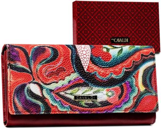 Duży portfel damski z abstrakcyjnym wzorem — Cavaldi