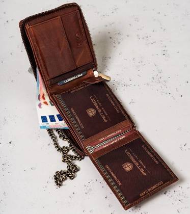 Duży, skórzany portfel męski z łańcuchem